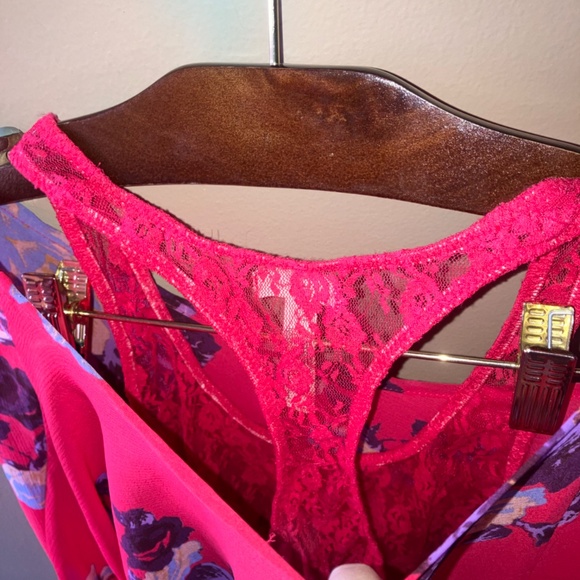 Free People  Floral Sheer Top Blouse with Attached Bodysuit - Picture 5 of 6